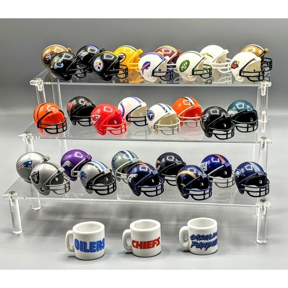 Riddell NFL Football Mini Helmets 2 in Pocket Pro 2010 Lot of 29 + 3 Mini Mugs